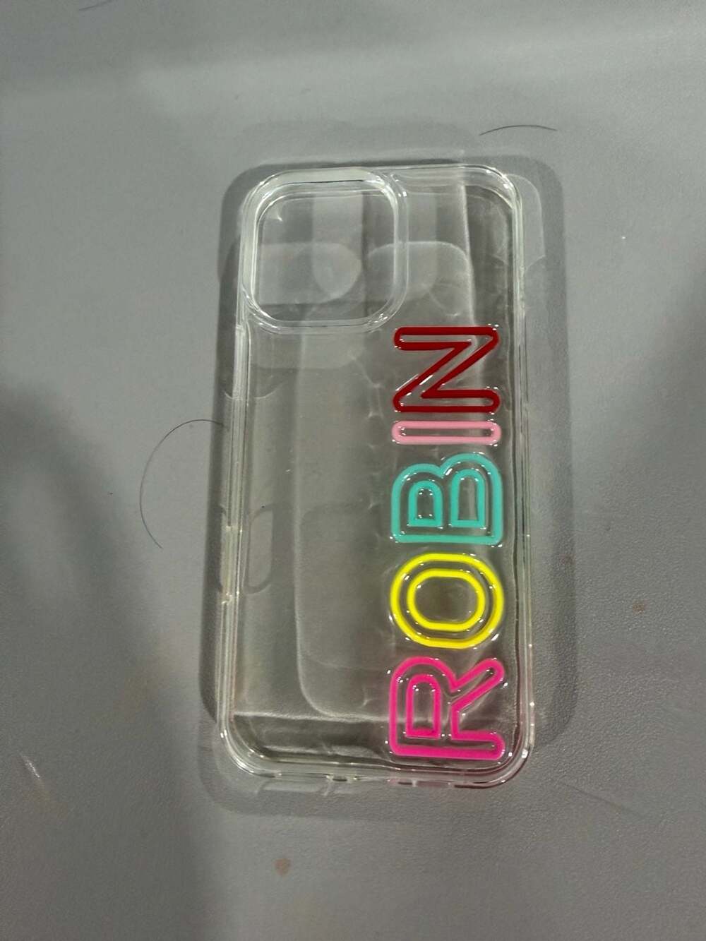 BaubleBar Custom Clear Phone Case with Acrylic Name ROBIN